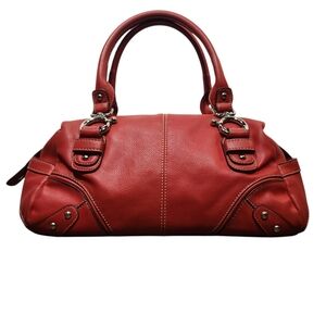 Vintage Nine West Red Leather Baguette Mini Bag Y2K Shoulder Purse Chunky Buckle